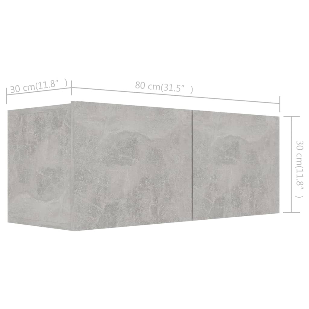 Dulapuri TV, 4 buc., gri beton, 80x30x30 cm, lemn prelucrat Lando - Lando