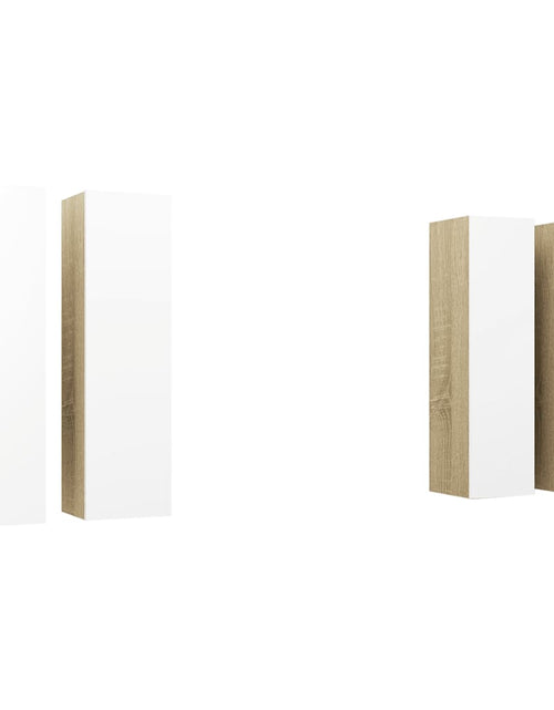 Încărcați imaginea în vizualizatorul Galerie, Dulap TV 4 buc alb/stejar Sonoma 30,5x30x110 cm, lemn prelucrat - Lando
