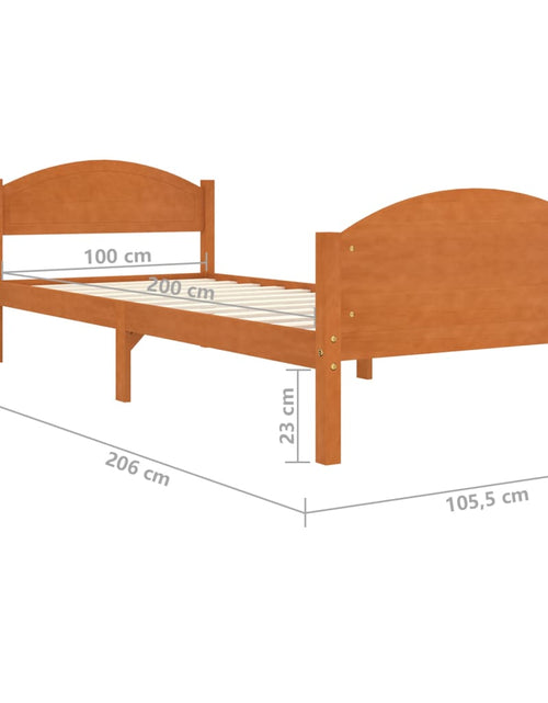 Загрузите изображение в средство просмотра галереи, Cadru de pat, maro miere, 100x200 cm, lemn masiv de pin - Lando
