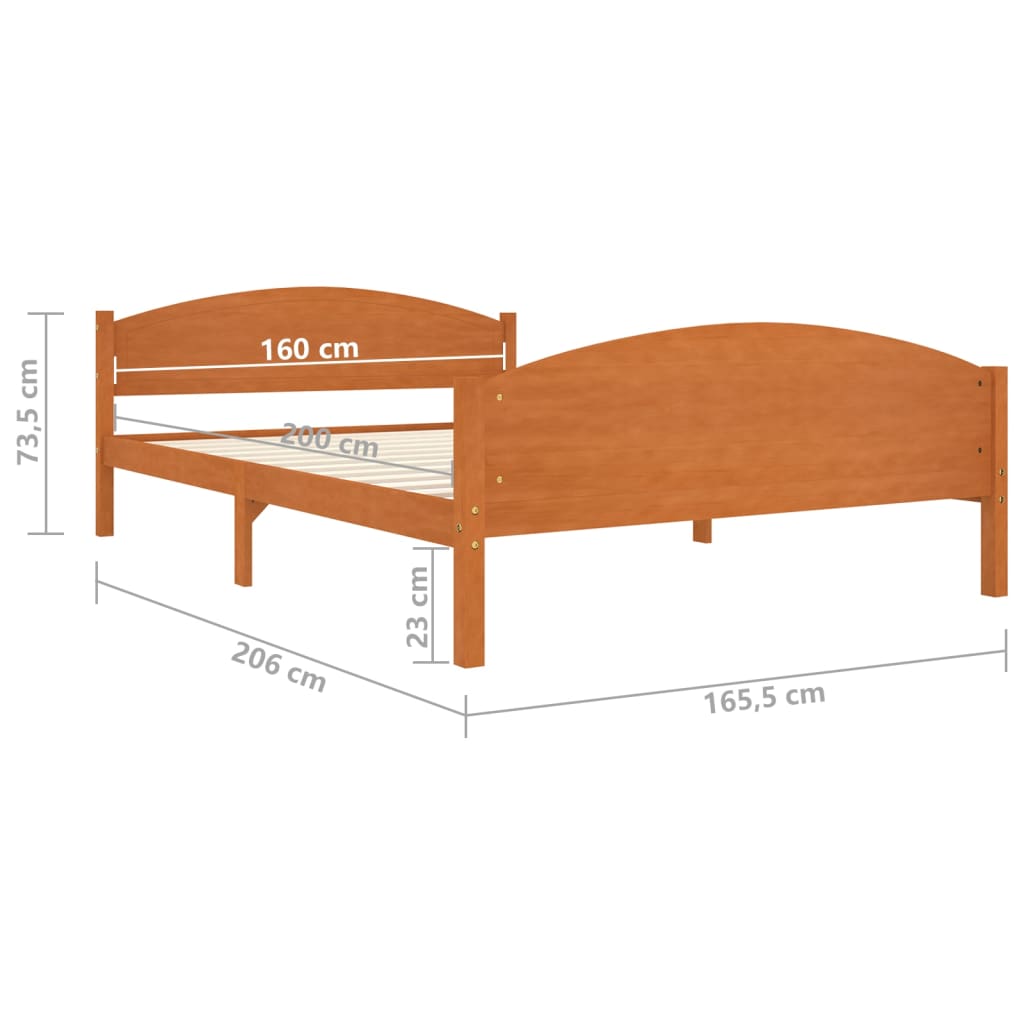 Cadru de pat, maro miere, 160x200 cm, lemn masiv de pin - Lando