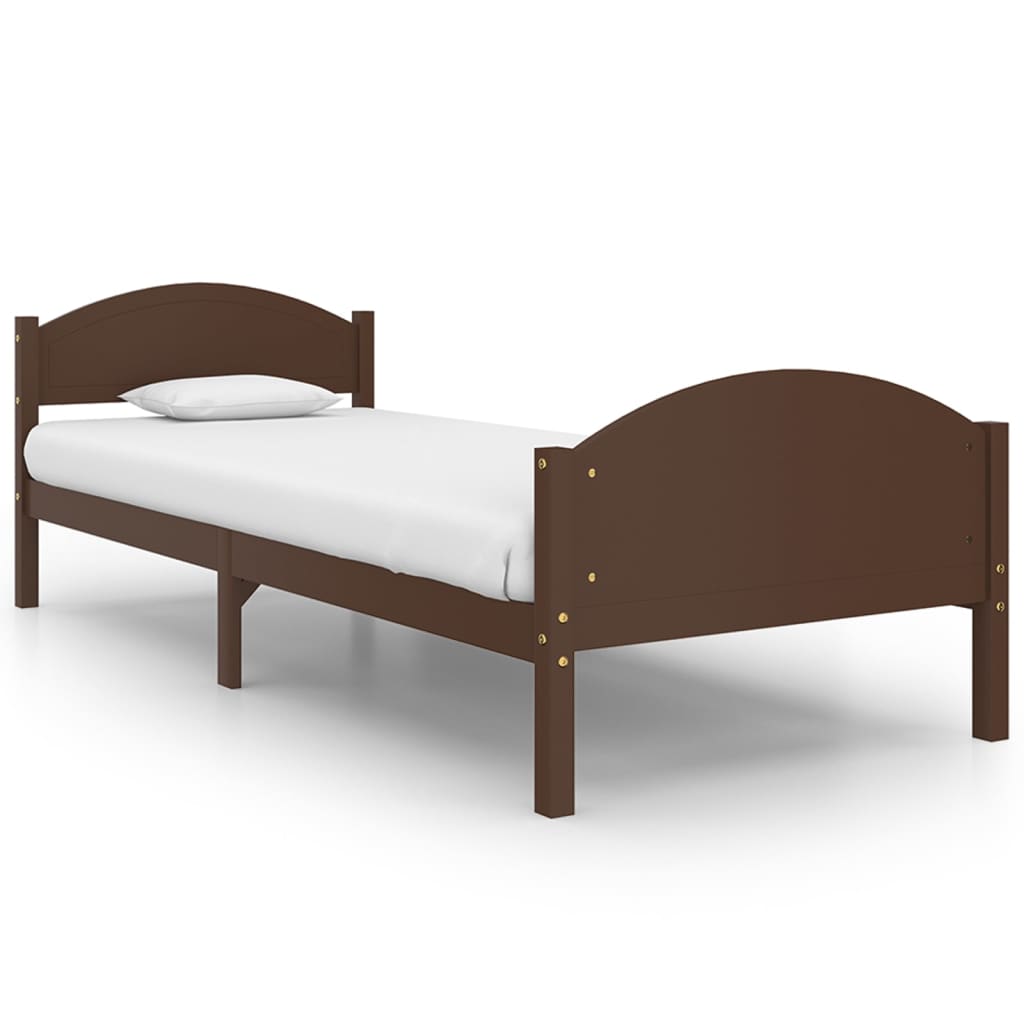 Cadru de pat, maro închis, 100x200 cm, lemn masiv de pin - Lando
