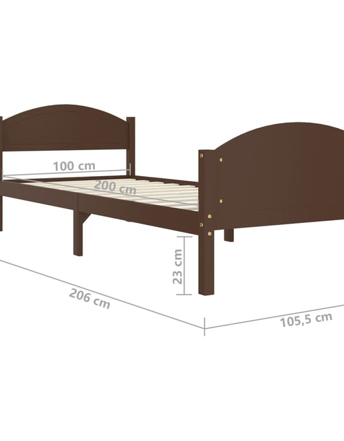 Încărcați imaginea în vizualizatorul Galerie, Cadru de pat, maro închis, 100x200 cm, lemn masiv de pin - Lando
