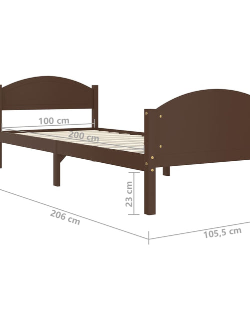 Загрузите изображение в средство просмотра галереи, Cadru de pat, maro închis, 100x200 cm, lemn masiv de pin - Lando
