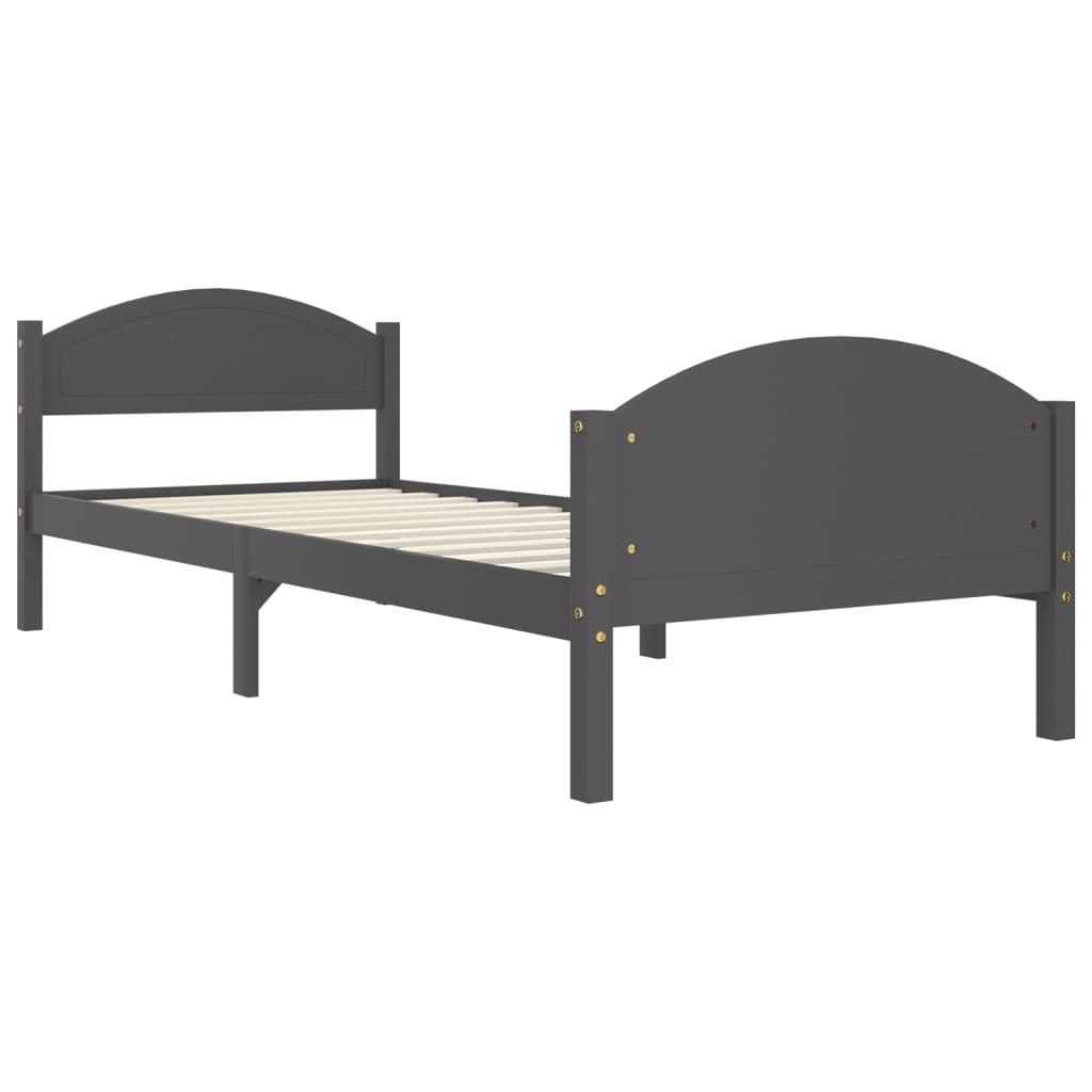 Cadru de pat, gri închis, 90x200 cm, lemn masiv pin - Lando