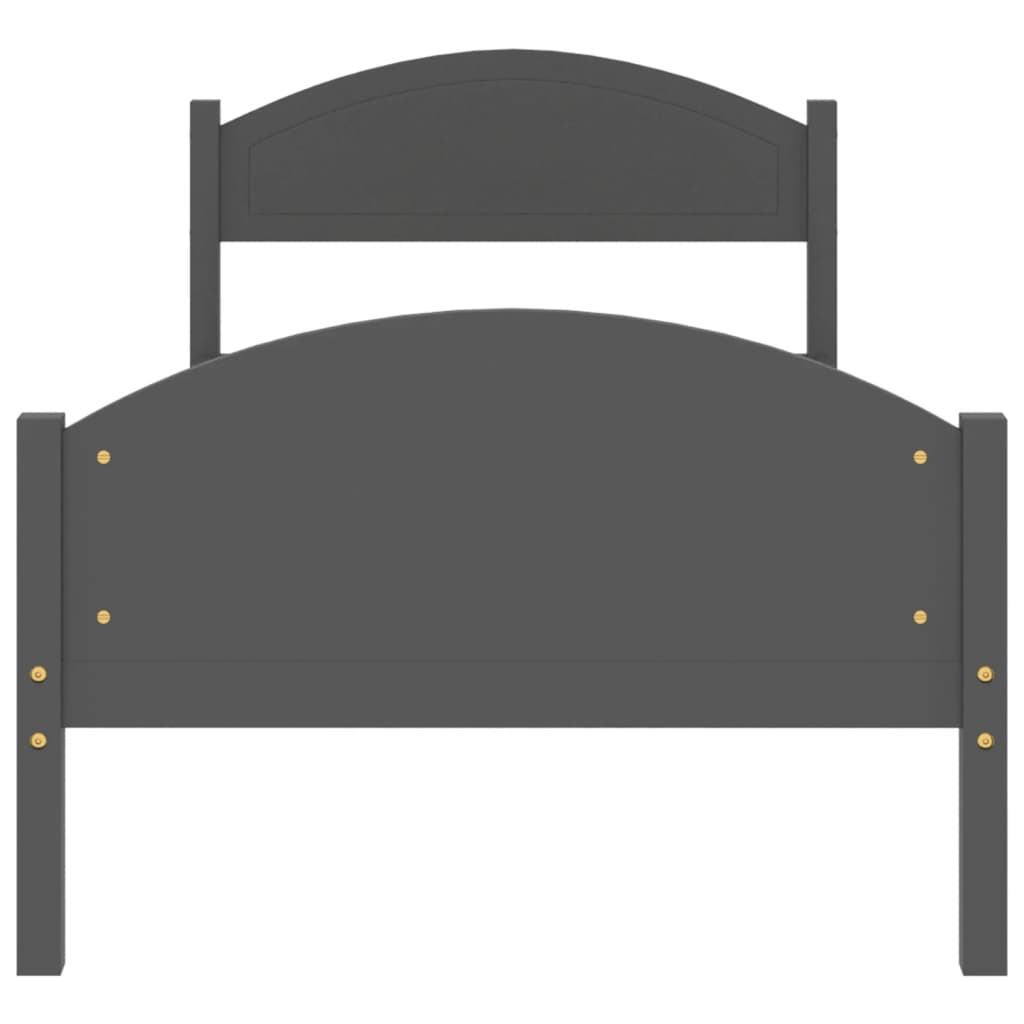 Cadru de pat, gri închis, 90x200 cm, lemn masiv pin - Lando