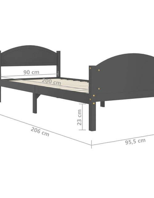 Încărcați imaginea în vizualizatorul Galerie, Cadru de pat, gri închis, 90x200 cm, lemn masiv pin - Lando
