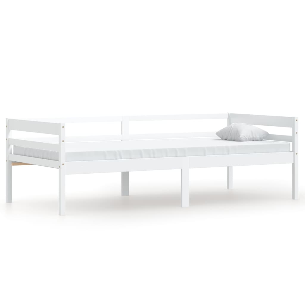 Cadru de pat, alb, 90x200 cm, lemn de pin masiv - Lando