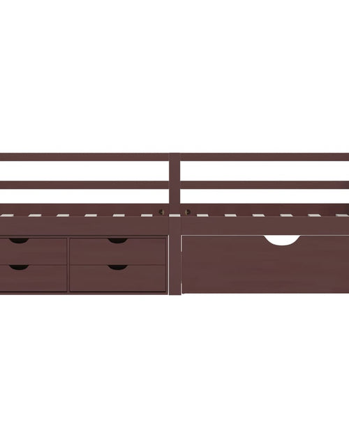 Încărcați imaginea în vizualizatorul Galerie, Cadru pat cu sertare &amp; dulap maro închis, 90x200 cm lemn de pin - Lando
