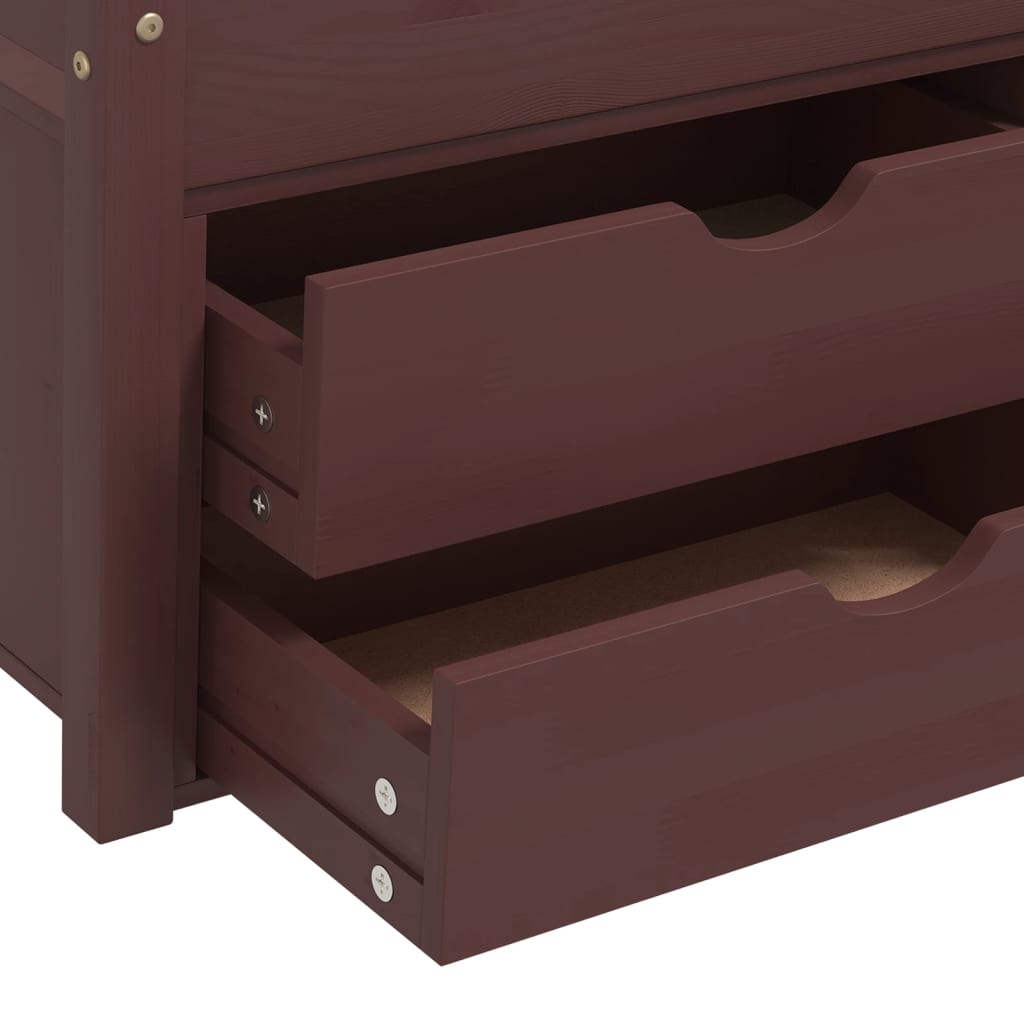 Cadru pat cu sertare & dulap maro închis, 90x200 cm lemn de pin - Lando
