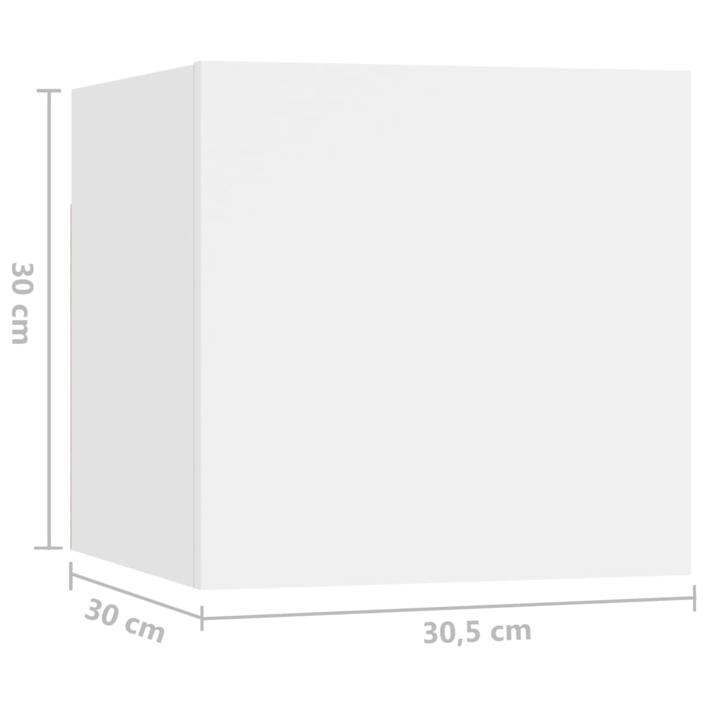 Noptiere, 2 buc., alb, 30,5x30x30 cm, lemn prelucrat - Lando