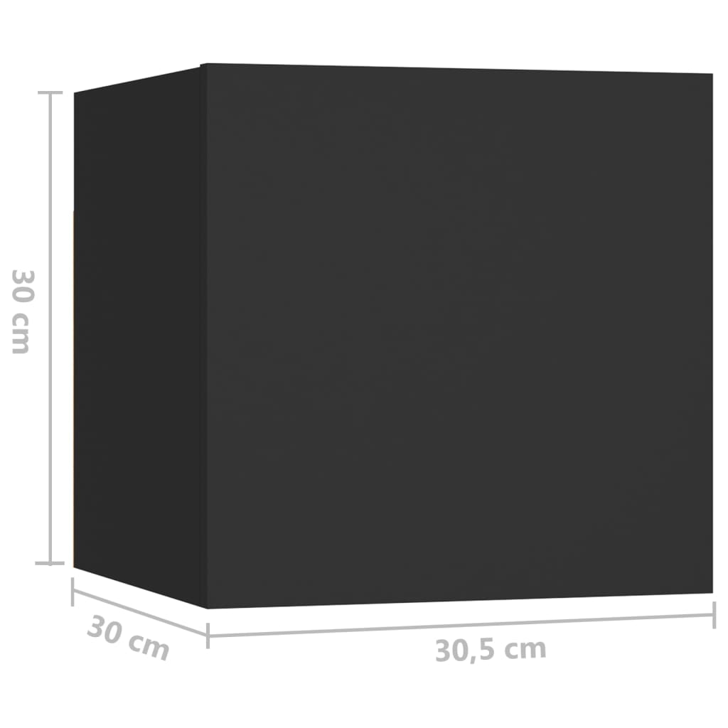 Noptieră, negru, 30,5x30x30 cm, lemn prelucrat - Lando