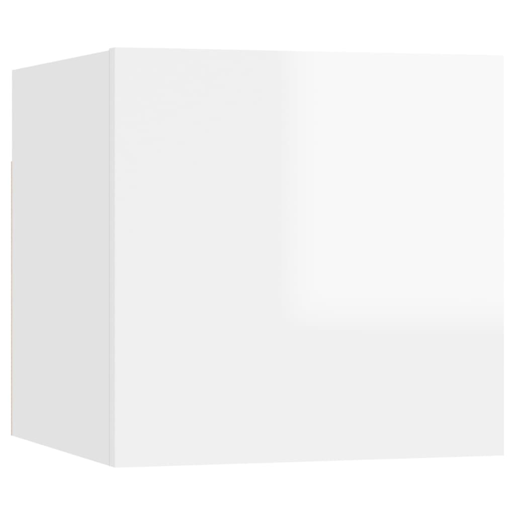 Noptieră, alb extralucios, 30,5x30x30 cm, lemn prelucrat - Lando