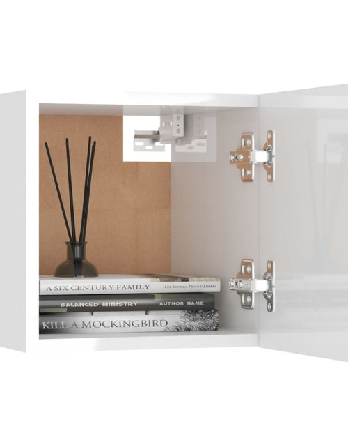 Încărcați imaginea în vizualizatorul Galerie, Noptieră, alb extralucios, 30,5x30x30 cm, lemn prelucrat - Lando
