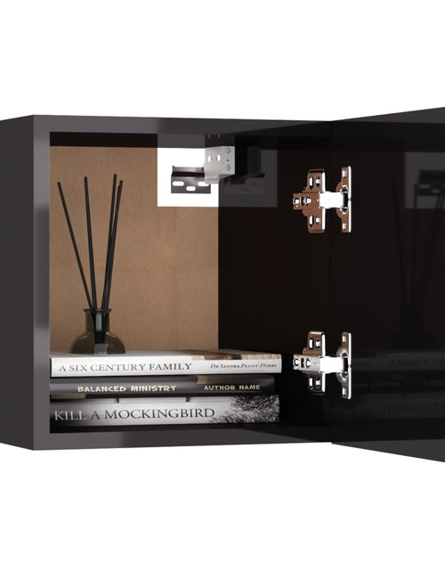 Încărcați imaginea în vizualizatorul Galerie, Noptiere, 2 buc, gri extralucios, 30,5x30x30 cm, lemn prelucrat - Lando
