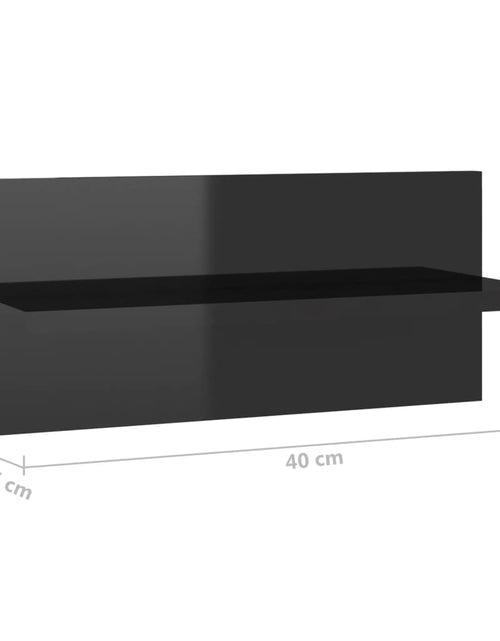 Загрузите изображение в средство просмотра галереи, Rafturi de perete, 2 buc., negru extralucios, 40x11,5x18 cm Lando - Lando
