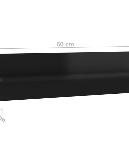 Загрузите изображение в средство просмотра галереи, Rafturi de perete 2 buc., negru extralucios, 60x11,5x18 cm, PAL Lando - Lando
