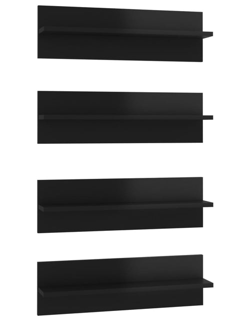 Загрузите изображение в средство просмотра галереи, Rafturi de perete 4 buc., negru extralucios, 60x11,5x18 cm, PAL Lando - Lando
