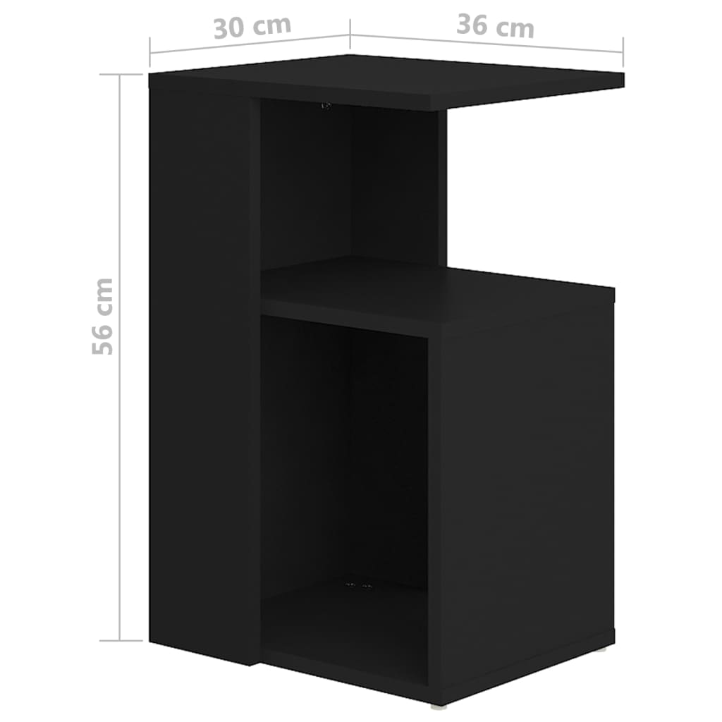 Masă laterală, negru, 36x30x56 cm, PAL - Lando