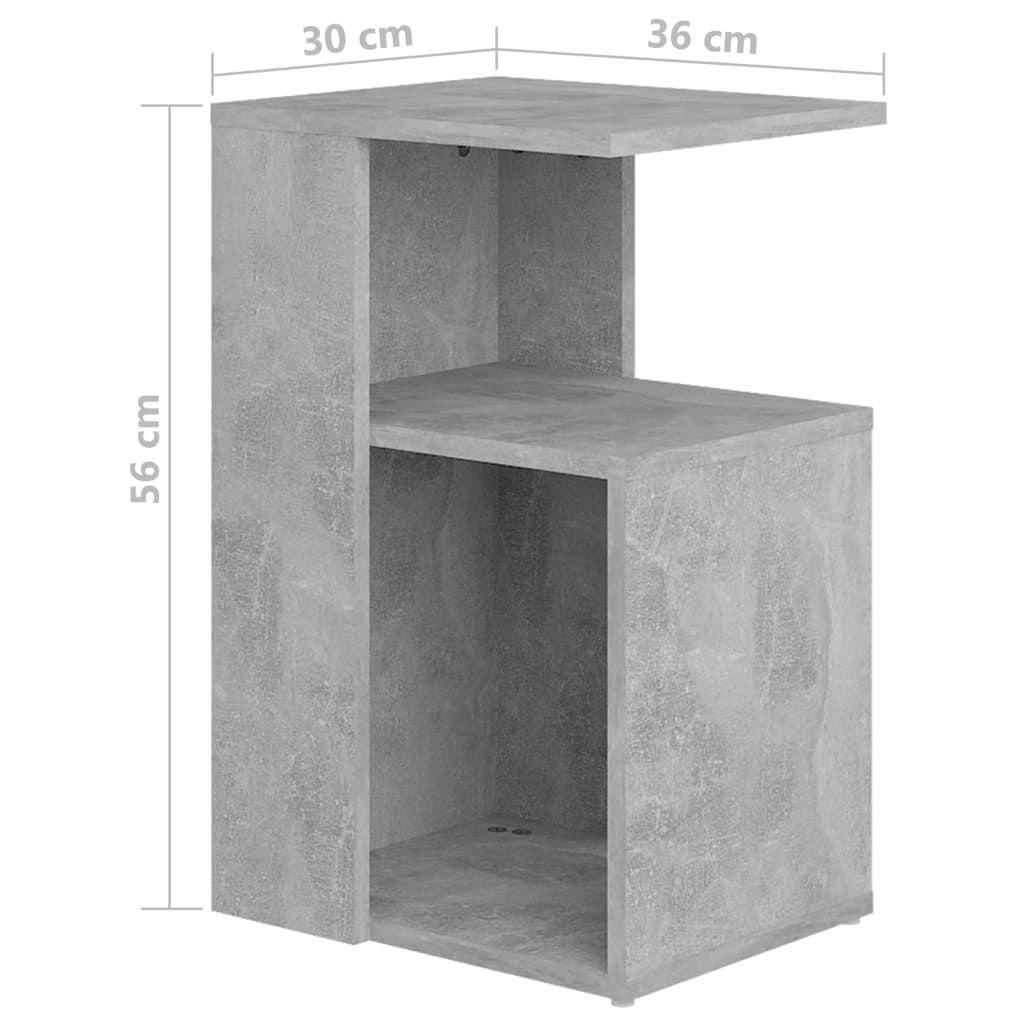 Masă laterală, gri beton, 36x30x56 cm, PAL - Lando