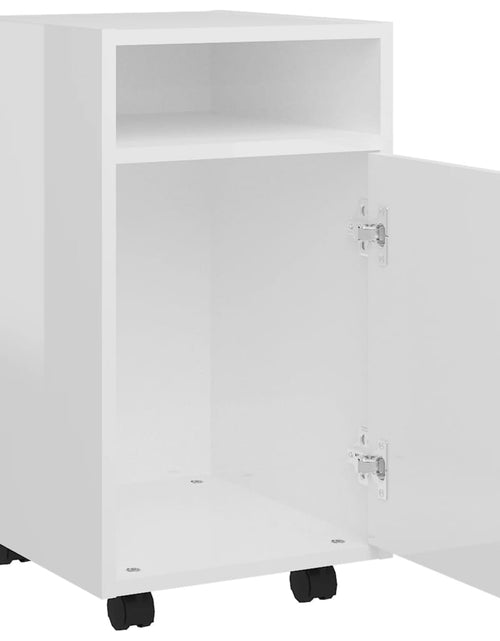 Încărcați imaginea în vizualizatorul Galerie, Dulap lateral cu roți, alb extralucios, 33x38x60 cm, PAL - Lando
