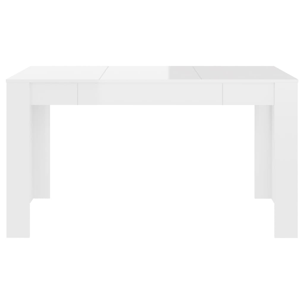Masă de bucătărie, alb extralucios, 140x74,5x76 cm, PAL - Lando