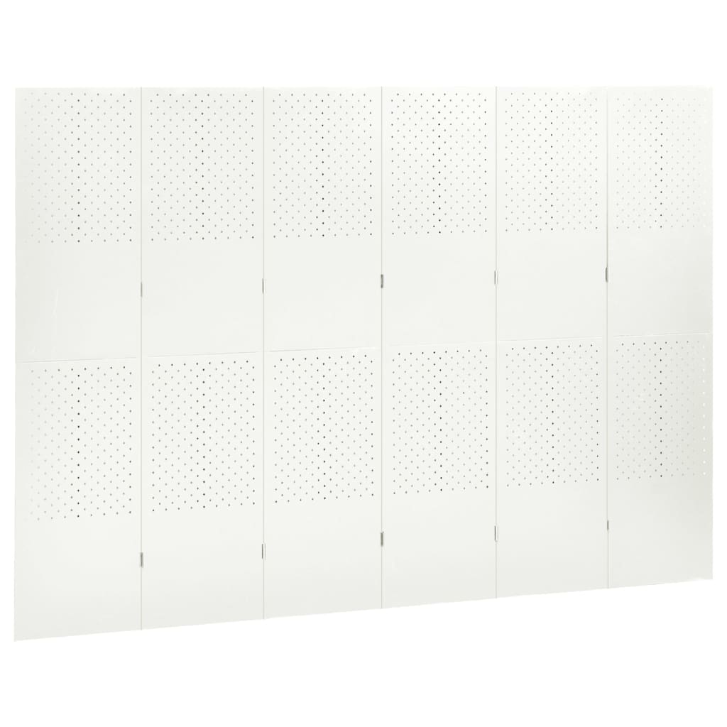 Paravan de cameră cu 6 panouri, alb, 240x180 cm, oțel - Lando