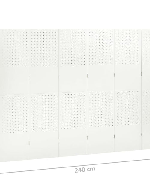 Загрузите изображение в средство просмотра галереи, Paravan de cameră cu 6 panouri, alb, 240x180 cm, oțel - Lando
