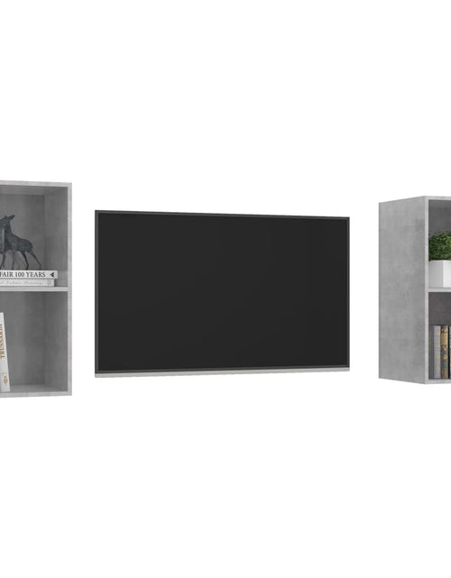 Загрузите изображение в средство просмотра галереи, Dulapuri TV suspendate, 2 buc, gri beton, lemn prelucrat Lando - Lando
