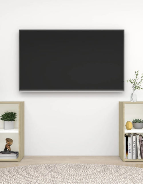 Загрузите изображение в средство просмотра галереи, Dulap TV 2 buc alb/stejar Sonoma 72x35x36,5 cm, lemn prelucrat - Lando
