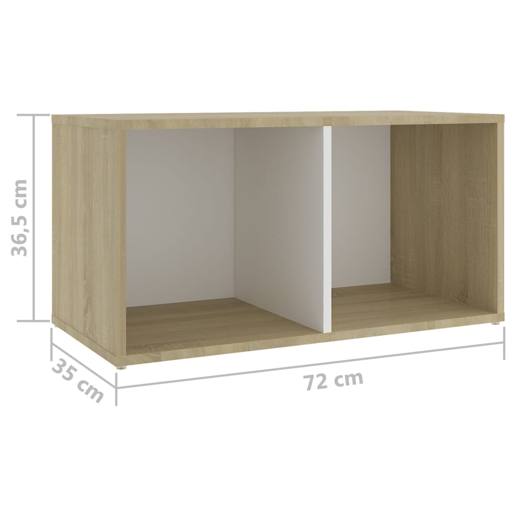 Dulap TV 2 buc alb/stejar Sonoma 72x35x36,5 cm, lemn prelucrat - Lando