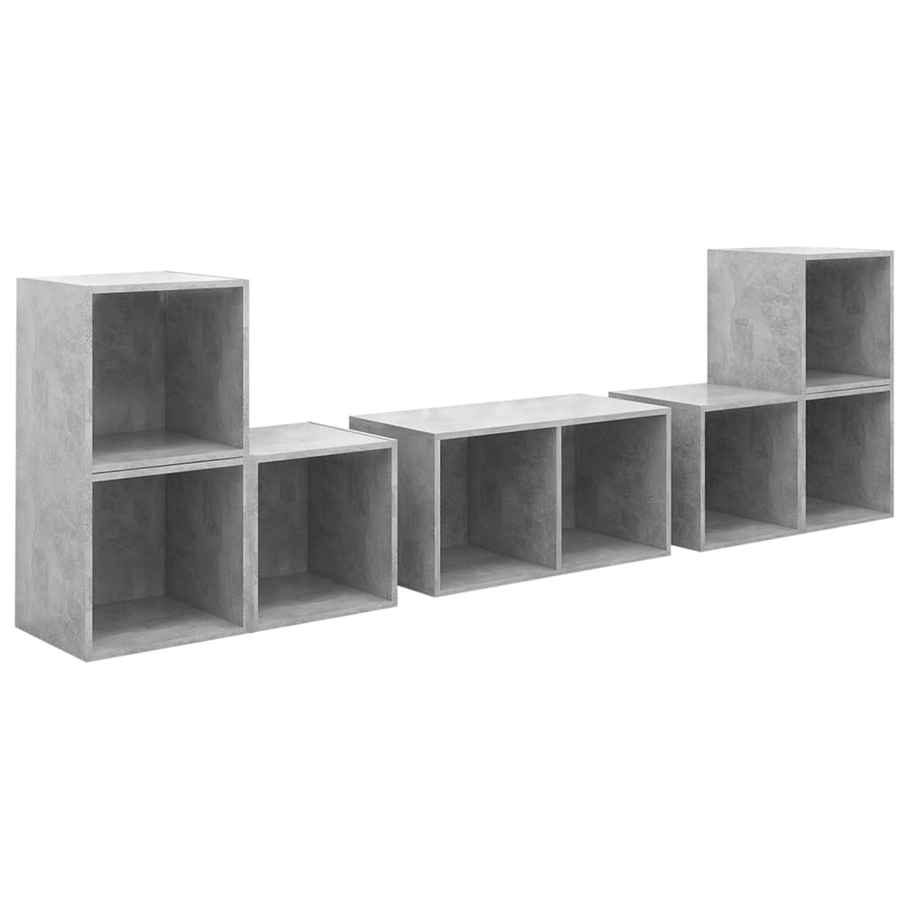 Set de dulapuri TV, 6 piese, gri beton, lemn prelucrat - Lando