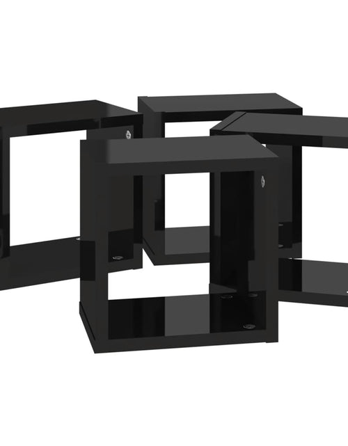 Încărcați imaginea în vizualizatorul Galerie, Rafturi de perete cub 4 piese negru extralucios 22x15x22 cm PAL Lando - Lando
