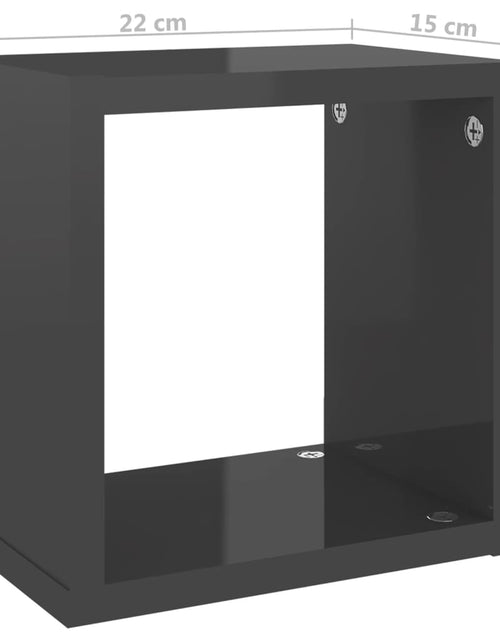 Încărcați imaginea în vizualizatorul Galerie, Rafturi de perete cub 4 buc. gri extralucios 22x15x22 cm PAL Lando - Lando
