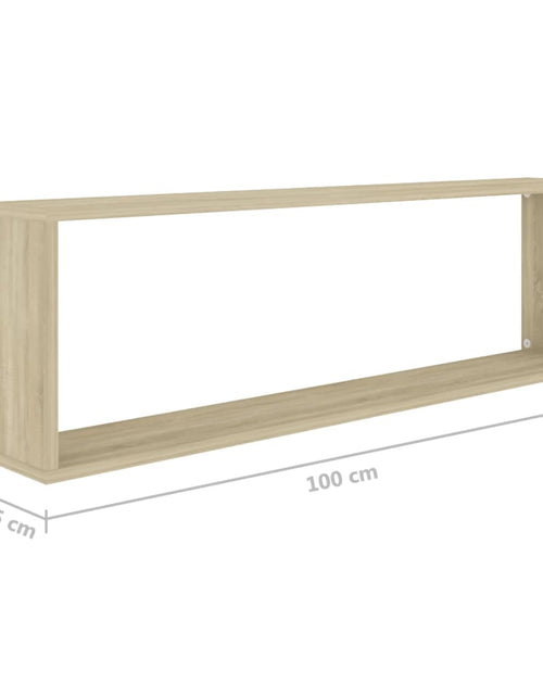 Загрузите изображение в средство просмотра галереи, Rafturi de perete cub, 4 buc., stejar sonoma, 100x15x30 cm, PAL - Lando
