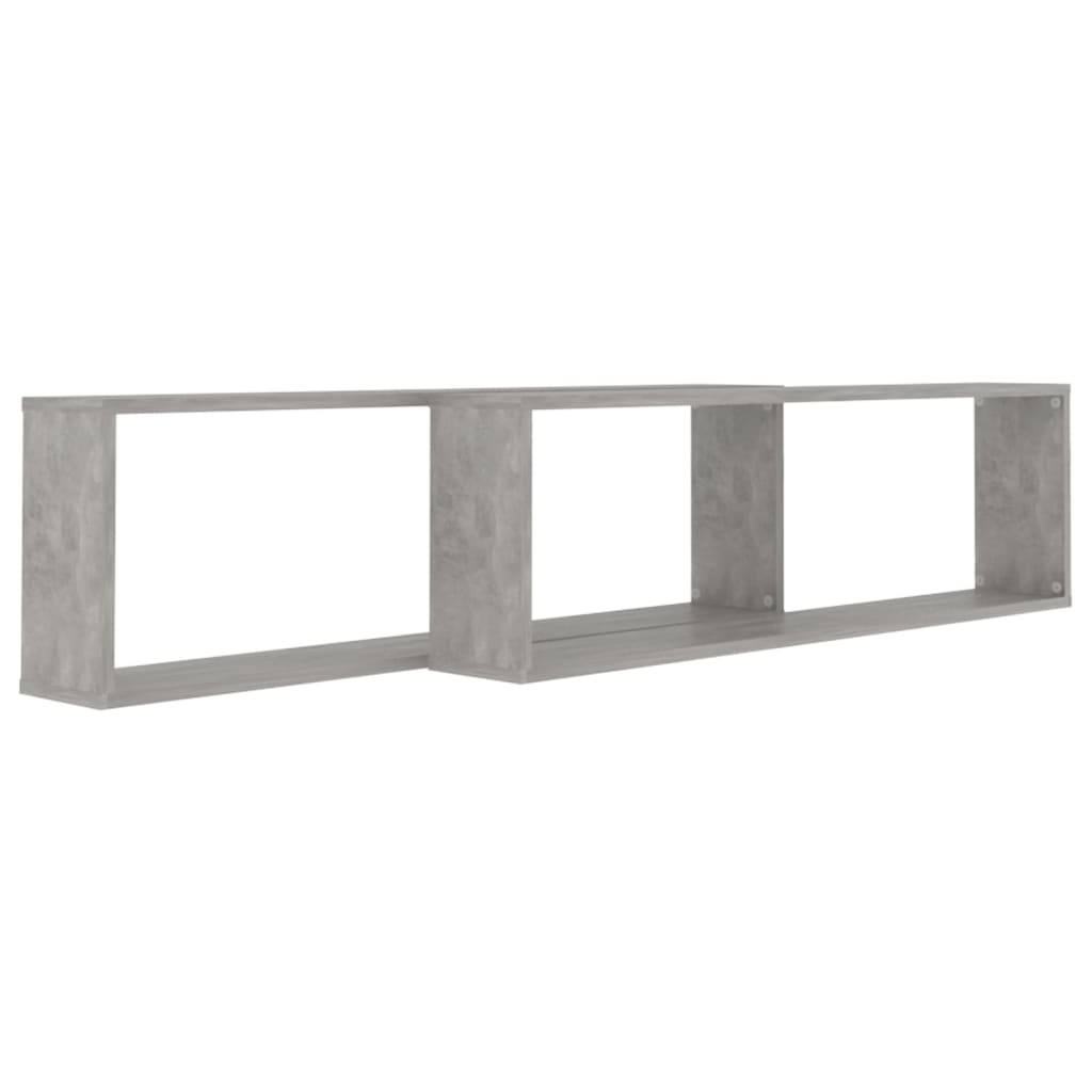 Rafturi de perete cub, 2 buc., gri beton, 100x15x30 cm, PAL - Lando