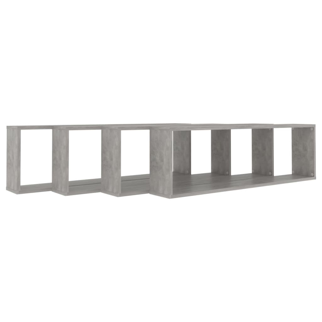 Rafturi de perete cub, 4 buc., gri beton, 100x15x30 cm, PAL - Lando