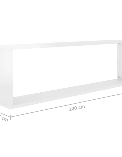 Încărcați imaginea în vizualizatorul Galerie, Rafturi de perete cub, 4 buc., alb extralucios, 100x15x30 cm, PAL - Lando
