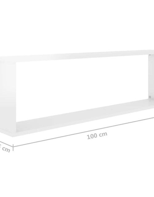Загрузите изображение в средство просмотра галереи, Rafturi de perete cub, 4 buc., alb extralucios, 100x15x30 cm, PAL - Lando
