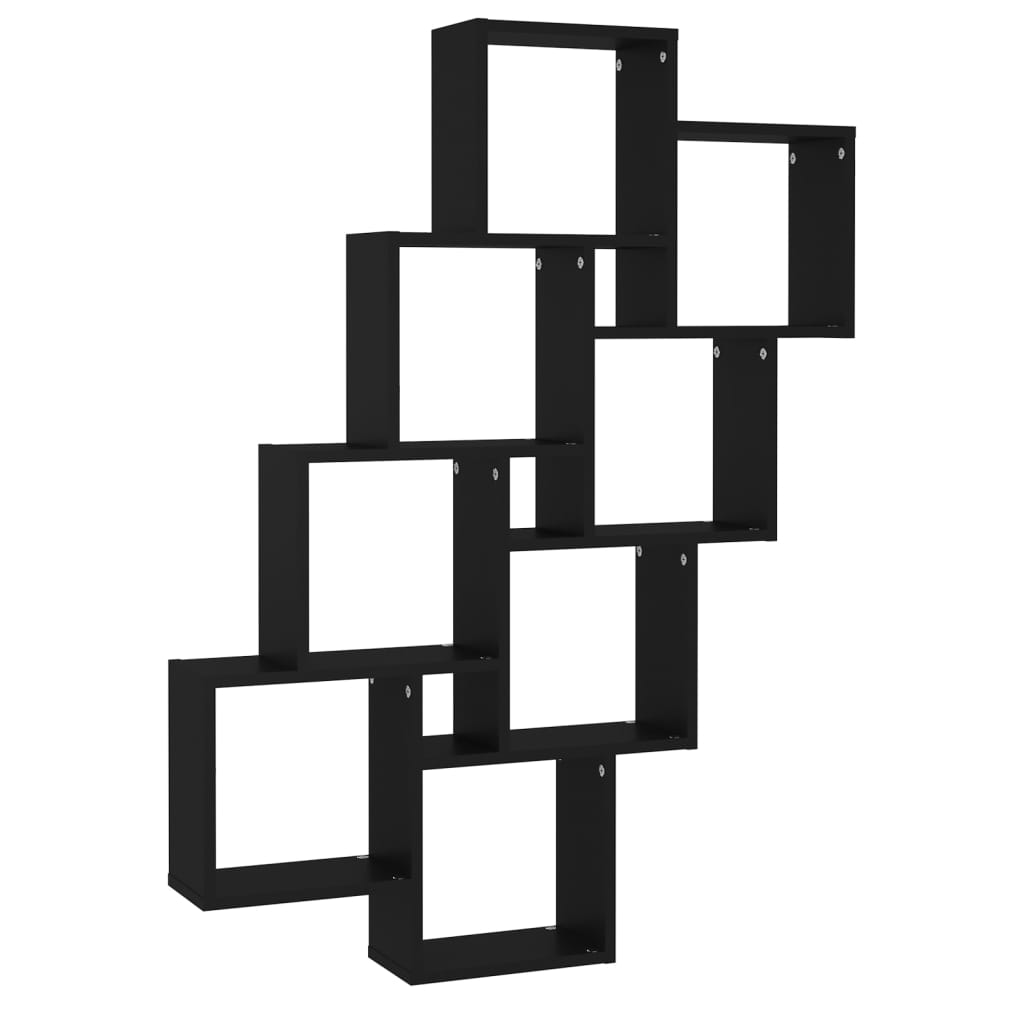 Raft de perete cub, negru, 90x15x119 cm, PAL Lando - Lando