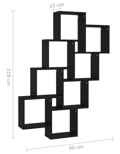 Загрузите изображение в средство просмотра галереи, Raft de perete cub, negru, 90x15x119 cm, PAL Lando - Lando
