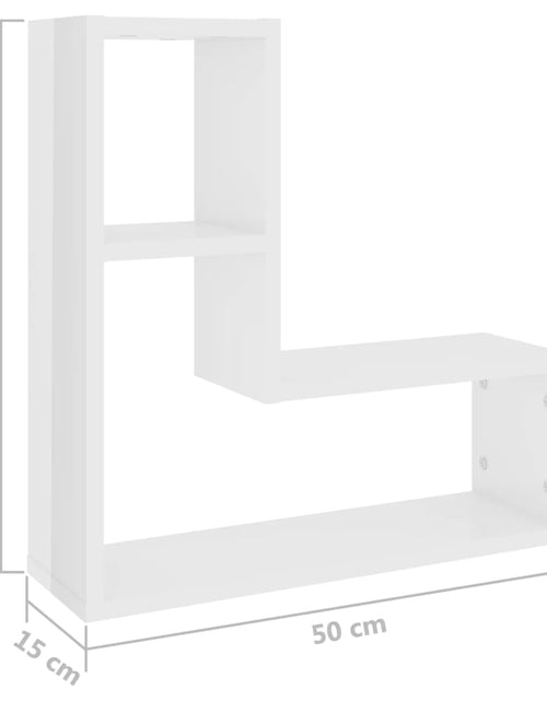 Загрузите изображение в средство просмотра галереи, Rafturi de perete, 2 buc., alb extralucios, 50x15x50 cm, PAL Lando - Lando
