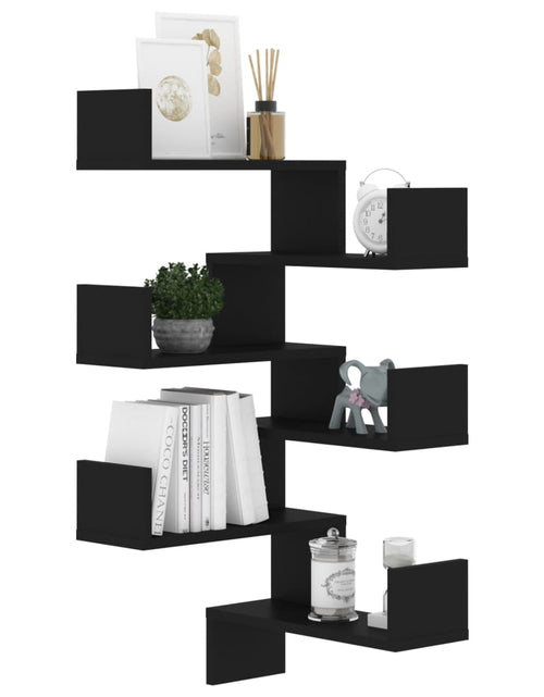 Încărcați imaginea în vizualizatorul Galerie, Rafturi de perete pe colț, 2 buc, negru, 40x40x50 cm PAL Lando - Lando
