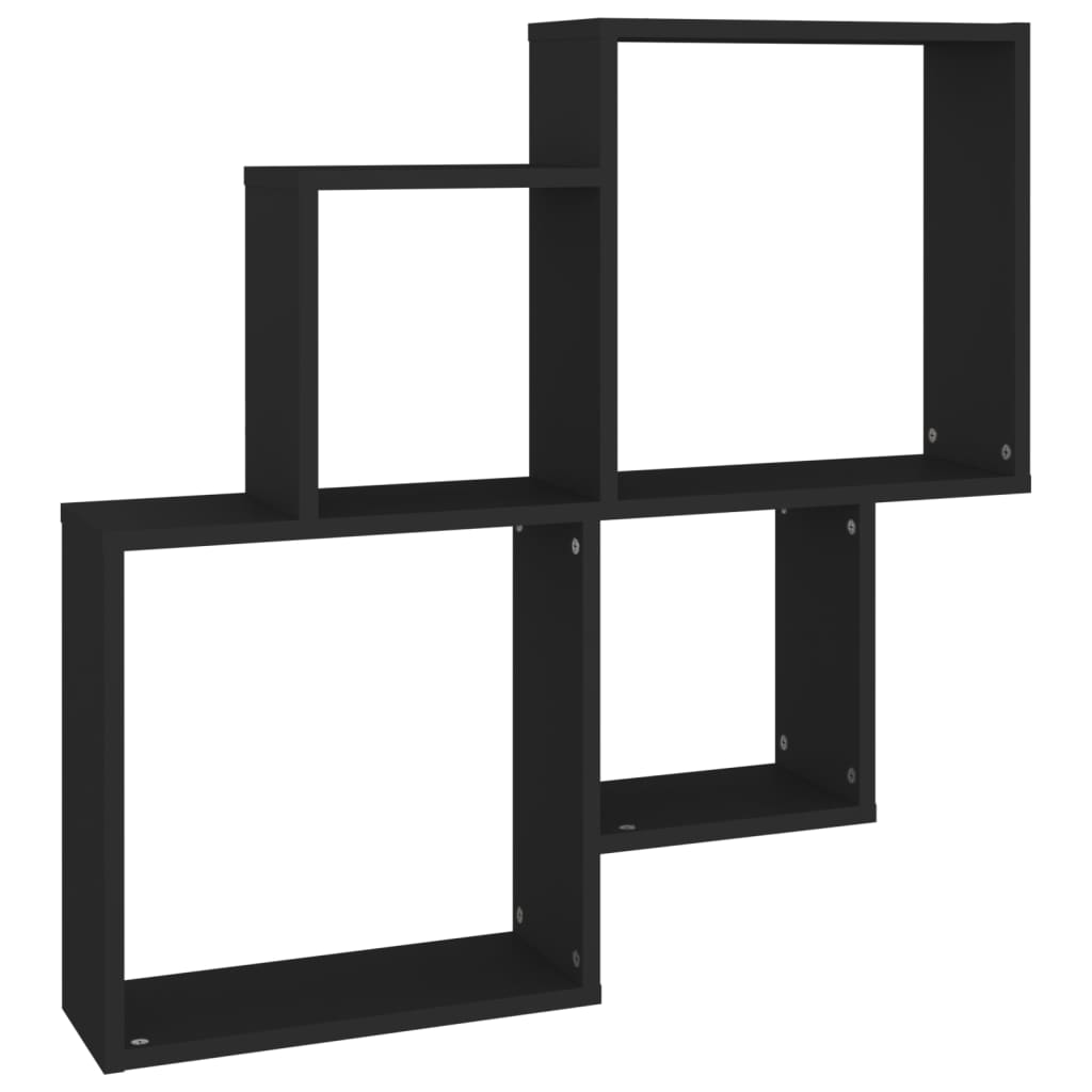 Raft de perete cub, negru, 80x15x78,5 cm, PAL Lando - Lando