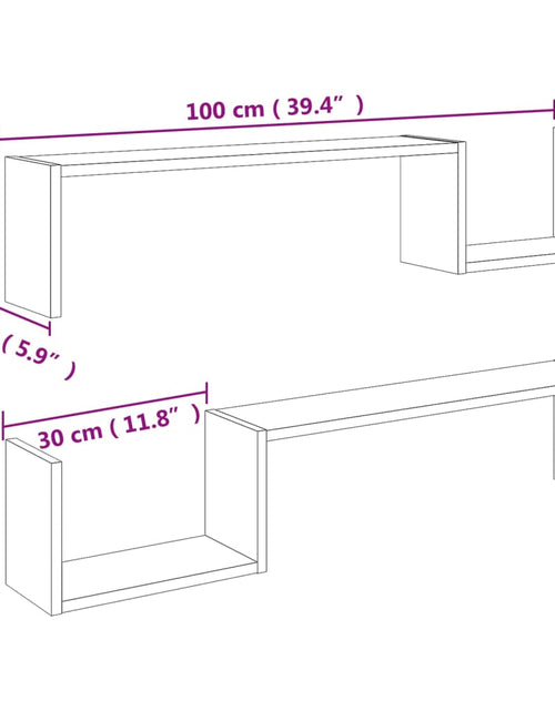 Încărcați imaginea în vizualizatorul Galerie, Rafturi de perete, 2 buc, gri beton, 100x15x20 cm, PAL Lando - Lando
