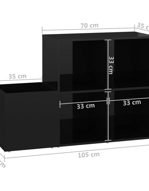 Загрузите изображение в средство просмотра галереи, Pantofar de hol, negru extralucios, 105x35,5x70 cm, PAL - Lando
