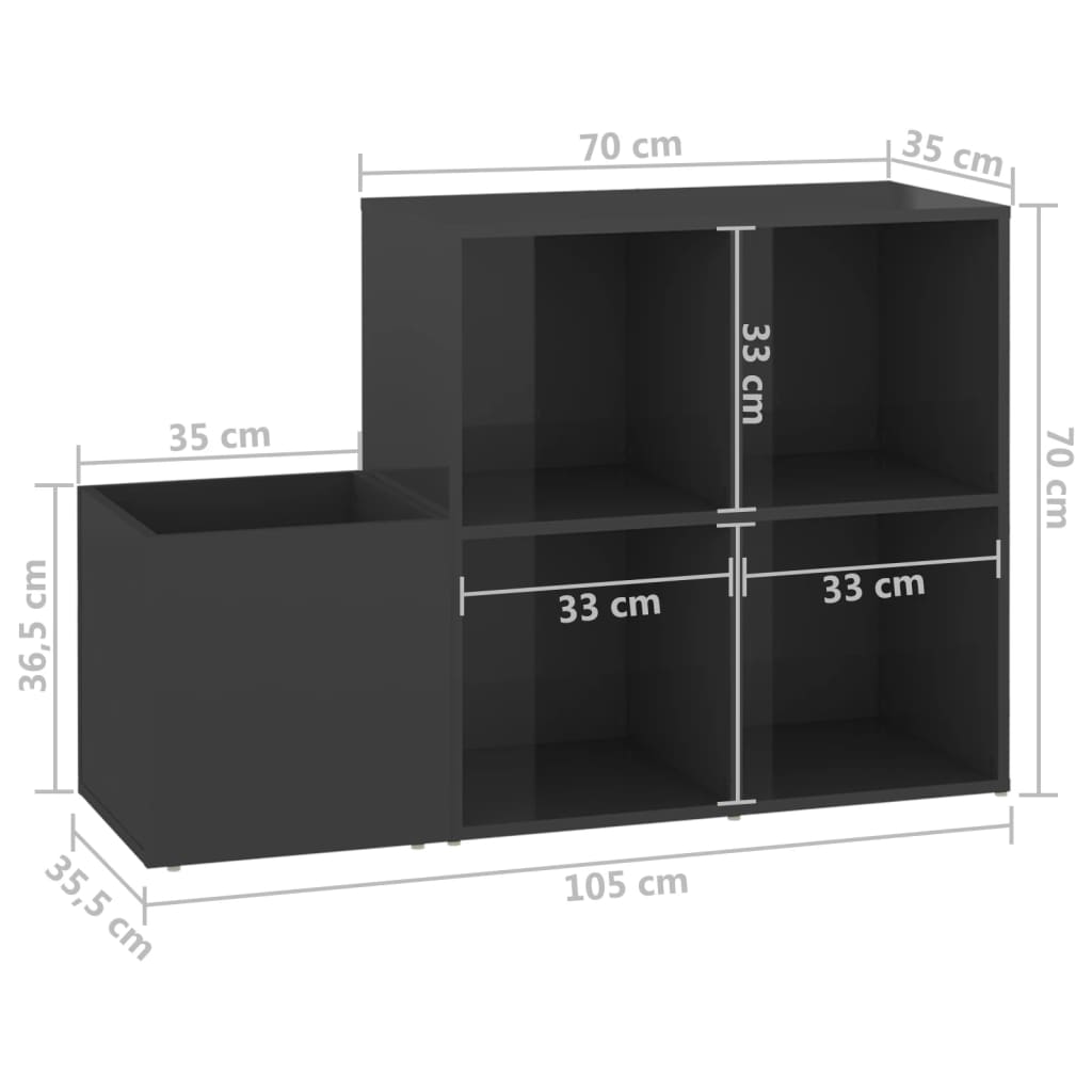 Pantofar de hol, gri extralucios, 105x35,5x70cm, lemn prelucrat - Lando