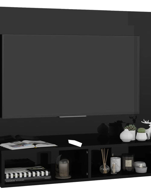 Загрузите изображение в средство просмотра галереи, Dulap TV montat pe perete negru extralucios 102x23,5x90 cm PAL Lando - Lando
