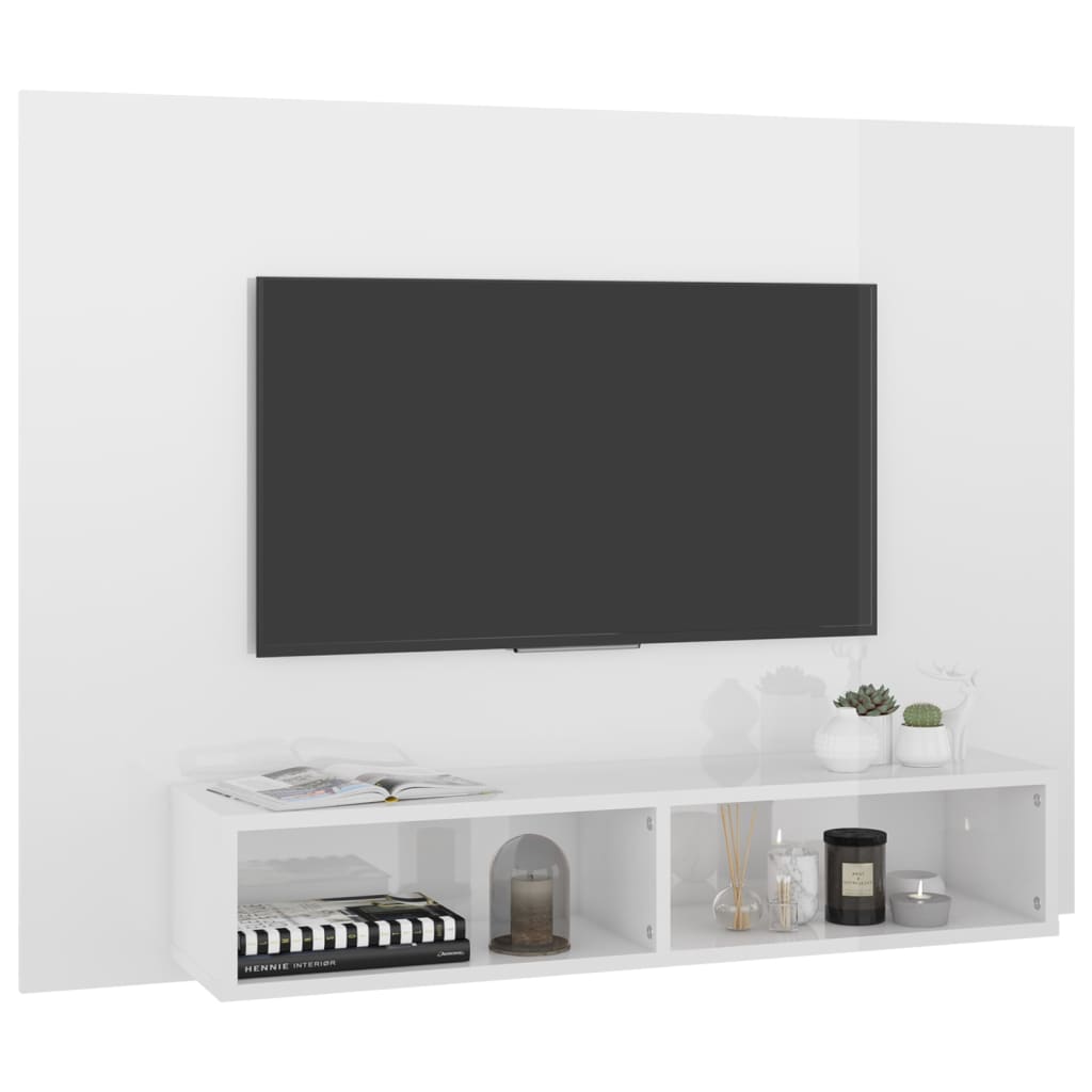 Comodă TV de perete, alb extralucios, 120x23,5x90 cm, PAL Lando - Lando