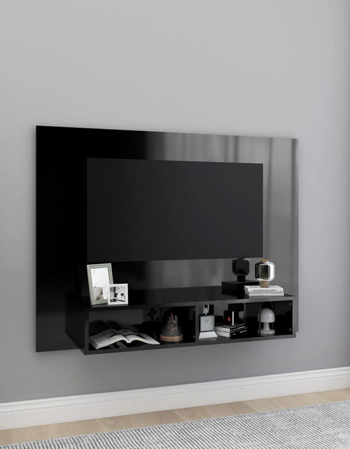 Încărcați imaginea în vizualizatorul Galerie, Comodă TV de perete, negru extralucios, 120x23,5x90 cm, PAL Lando - Lando
