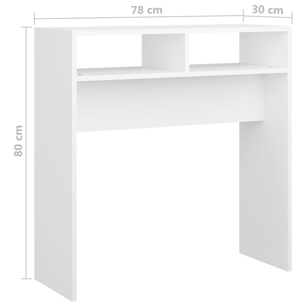 Măsuță consolă, alb, 78x30x80 cm, lemn prelucrat - Lando